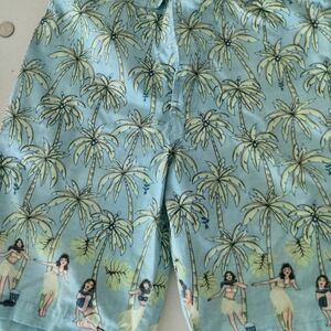 Tommy Bahama Light Blue Palm and Hula Print Swim Trunks